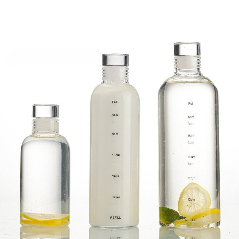 Hestia Hydro-Track TikTok Trending Time Marker Glass Bottle - 1L - Premium Glassware by Hestia B2B