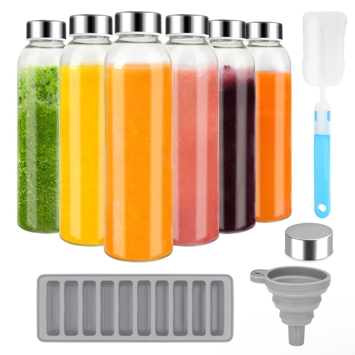 Hestia Pure-Stream TikTok Juice #Restock Glass Bottles - Set of 6 - Premium Glassware by Hestia B2B