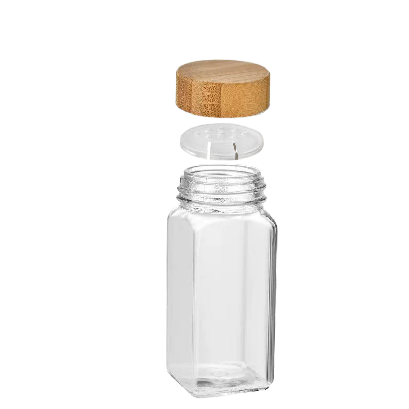 Hestia Eco-Shield™ Bamboo Cover Glass Spice Bottle & Condiment Jar