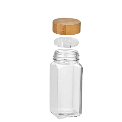Hestia Eco-Shield™ Bamboo Cover Glass Spice Bottle & Condiment Jar