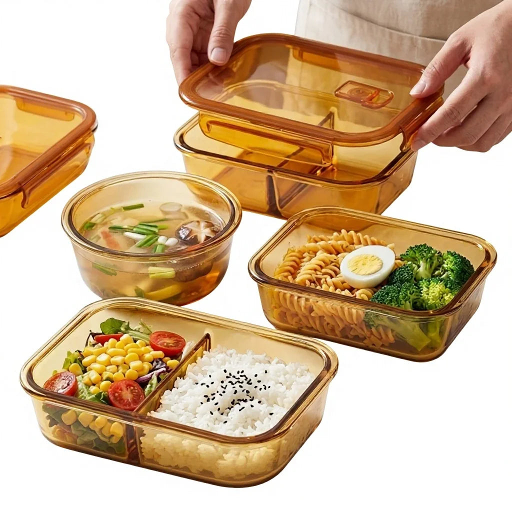 Hestia B2B Glassware - Minimalist Divided Glass Bento Box | High-Borosilicate Airtight Series - Premium Quality - 1