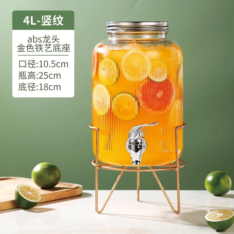 Hestia Crystalline-Grade™ Ribbed Beverage Dispenser | French Relief Series