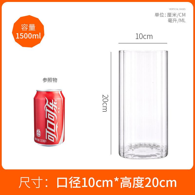 Minimalist Ribbed Glass Vase | Nordic Crystalline Series