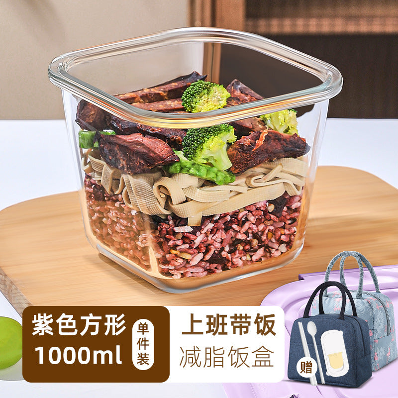 Hestia Silicone-Lock™ Square Glass Soup Bowl & Hermetic Food Container