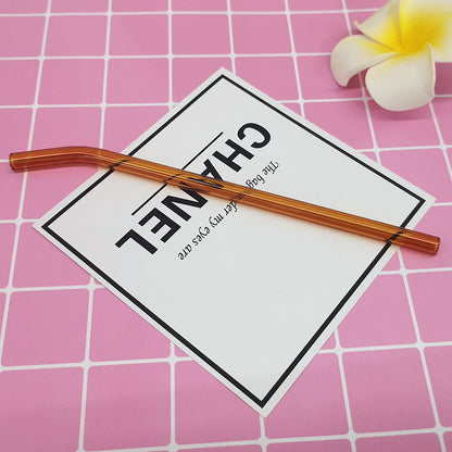 Transparent glass straw ins wind elbow juice milk straw high temperature resistant straw glass 8mm14mm
