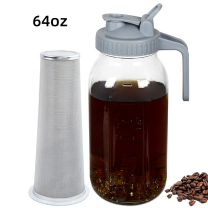 Hestia Heritage 64oz Viral Mason Jar Pitcher for Cold Brew & Sun Tea - Premium Glassware by Hestia B2B