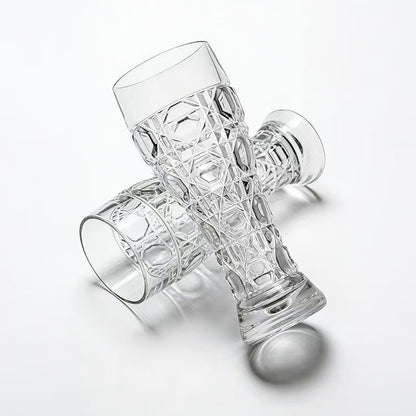 Creative relief transparent glass beer cup Household large-capacity draft beer cup Simple light luxury waist craft beer cup