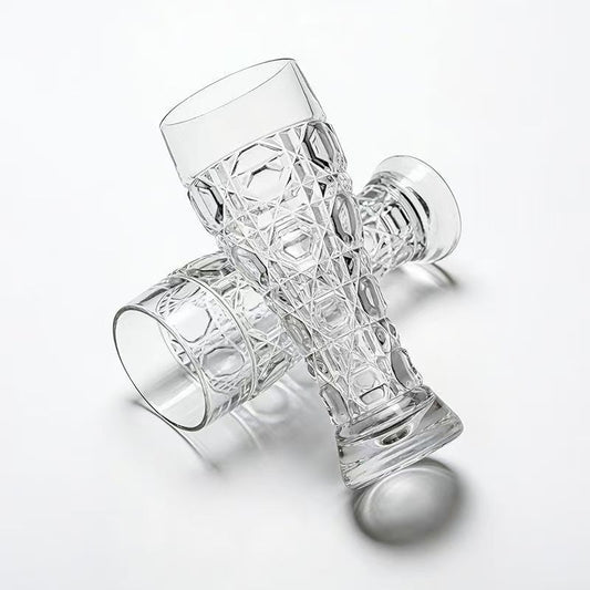 Creative relief transparent glass beer cup Household large-capacity draft beer cup Simple light luxury waist craft beer cup