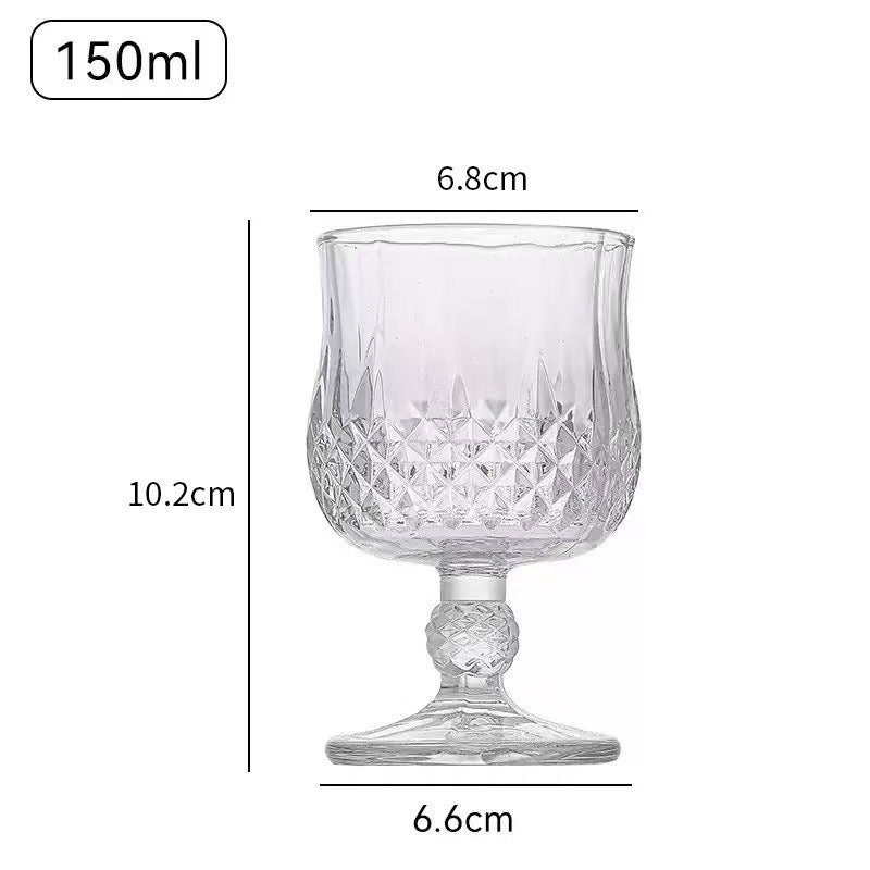 Transparent glass red wine glass ins wind simple diamond relief goblet wine glass high value champagne cup