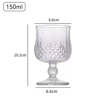 Transparent glass red wine glass ins wind simple diamond relief goblet wine glass high value champagne cup