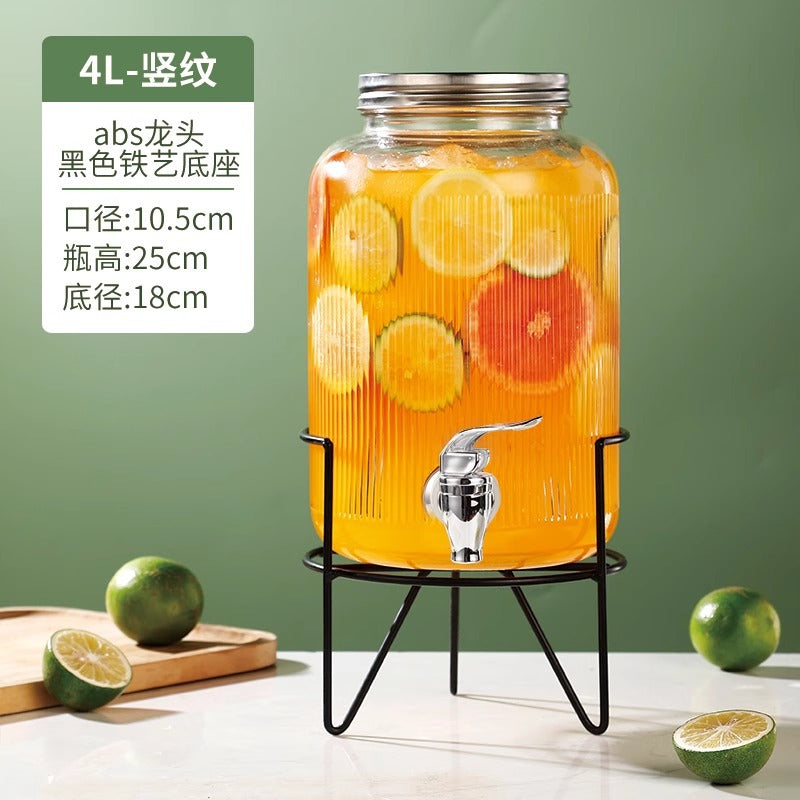 Hestia Crystalline-Grade™ Ribbed Beverage Dispenser | French Relief Series