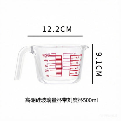 Large capacity glass measuring cup with graduated handle High borosilicate bowl High temperature resistant milk baking egg beating bowl Cross-border customization