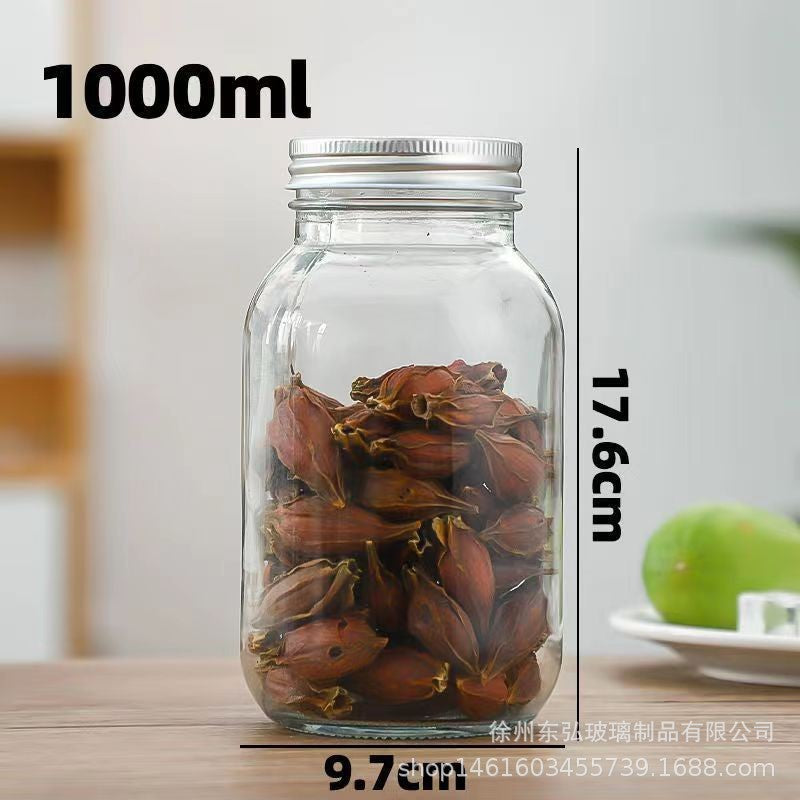 Hestia Crystalline-Grade™ Square Glass Mason Jar & Honey Storage Pot