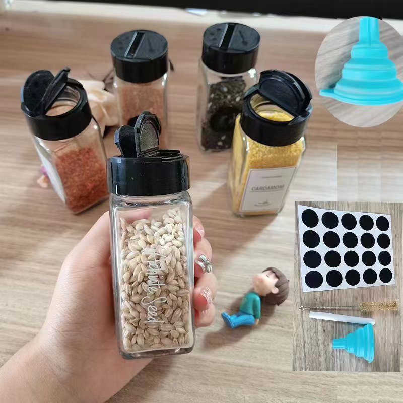 Hestia Eco-Shield™ Square Glass Spice Jar & Seasoning Shaker