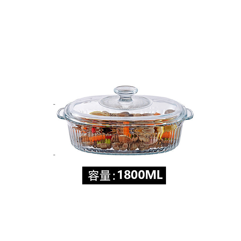 Hestia Crystalline-Grade™ Binaural Striped Glass Casserole & Crystal Pot