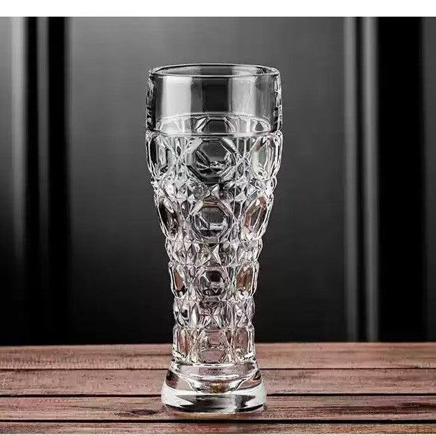 Creative relief transparent glass beer cup Household large-capacity draft beer cup Simple light luxury waist craft beer cup