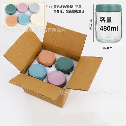 Glass Sealed Jar Wide Mason Salad Jar Custom Set with Lid Snack Yogurt Nut Storage Container