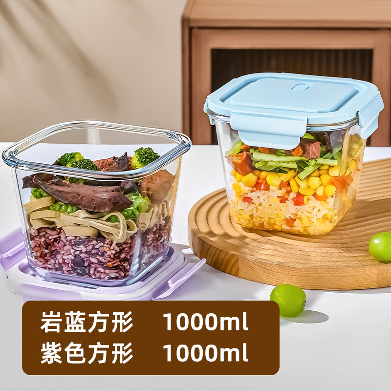 Hestia Silicone-Lock™ Square Glass Soup Bowl & Hermetic Food Container