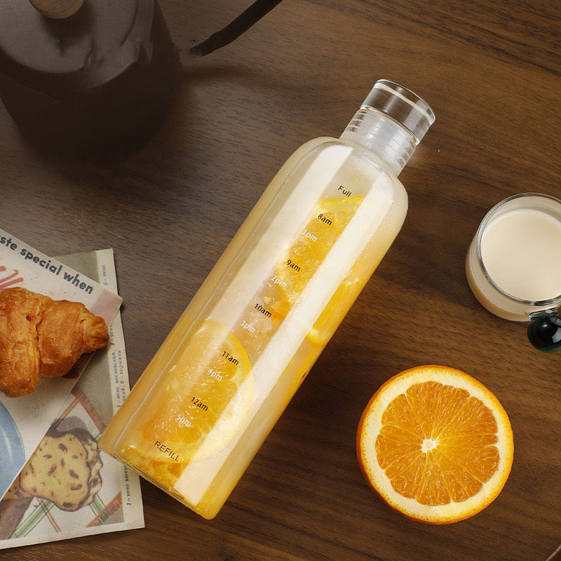 Hestia Hydro-Track TikTok Trending Time Marker Glass Bottle - 1L - Premium Glassware by Hestia B2B