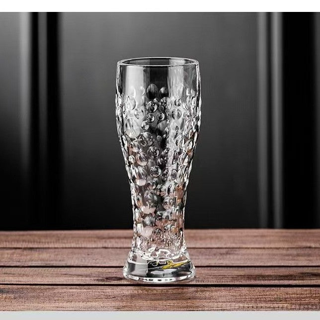 Creative relief transparent glass beer cup Household large-capacity draft beer cup Simple light luxury waist craft beer cup