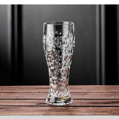 Creative relief transparent glass beer cup Household large-capacity draft beer cup Simple light luxury waist craft beer cup