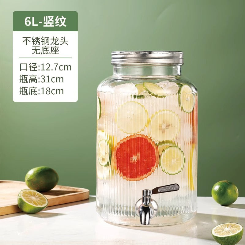 Hestia Crystalline-Grade™ Ribbed Beverage Dispenser | French Relief Series