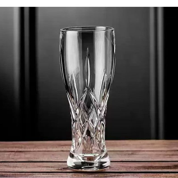 Creative relief transparent glass beer cup Household large-capacity draft beer cup Simple light luxury waist craft beer cup