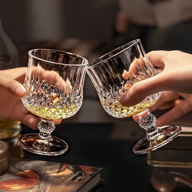 Transparent glass red wine glass ins wind simple diamond relief goblet wine glass high value champagne cup