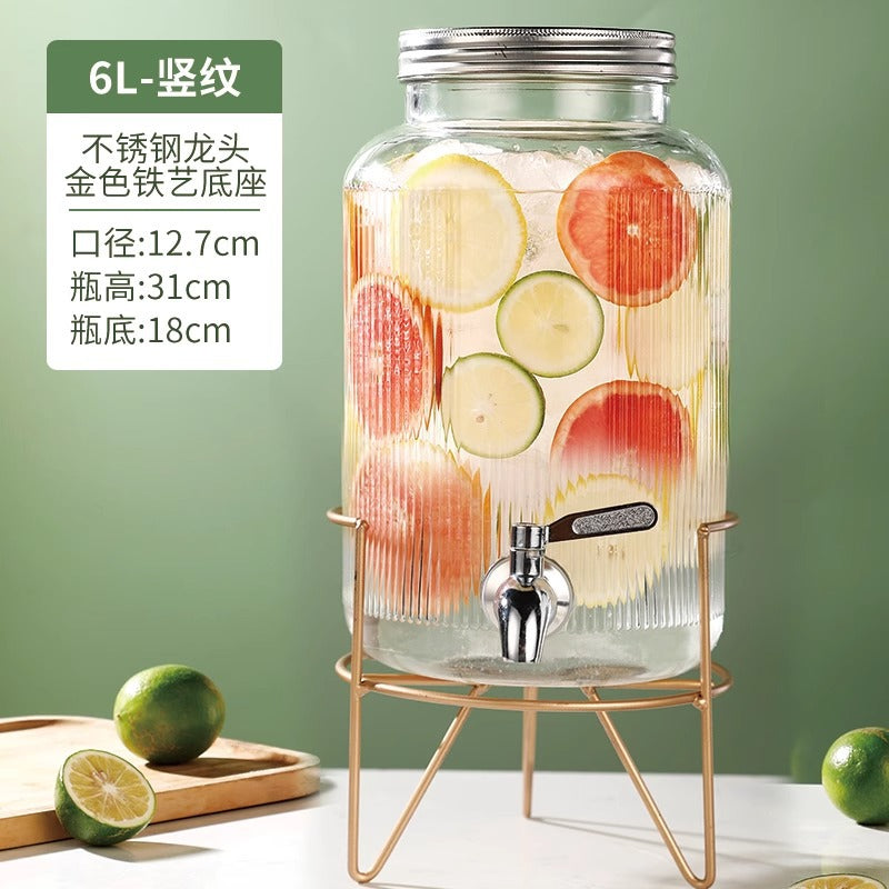 Hestia Crystalline-Grade™ Ribbed Beverage Dispenser | French Relief Series