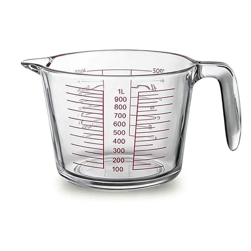 Large capacity glass measuring cup with graduated handle High borosilicate bowl High temperature resistant milk baking egg beating bowl Cross-border customization