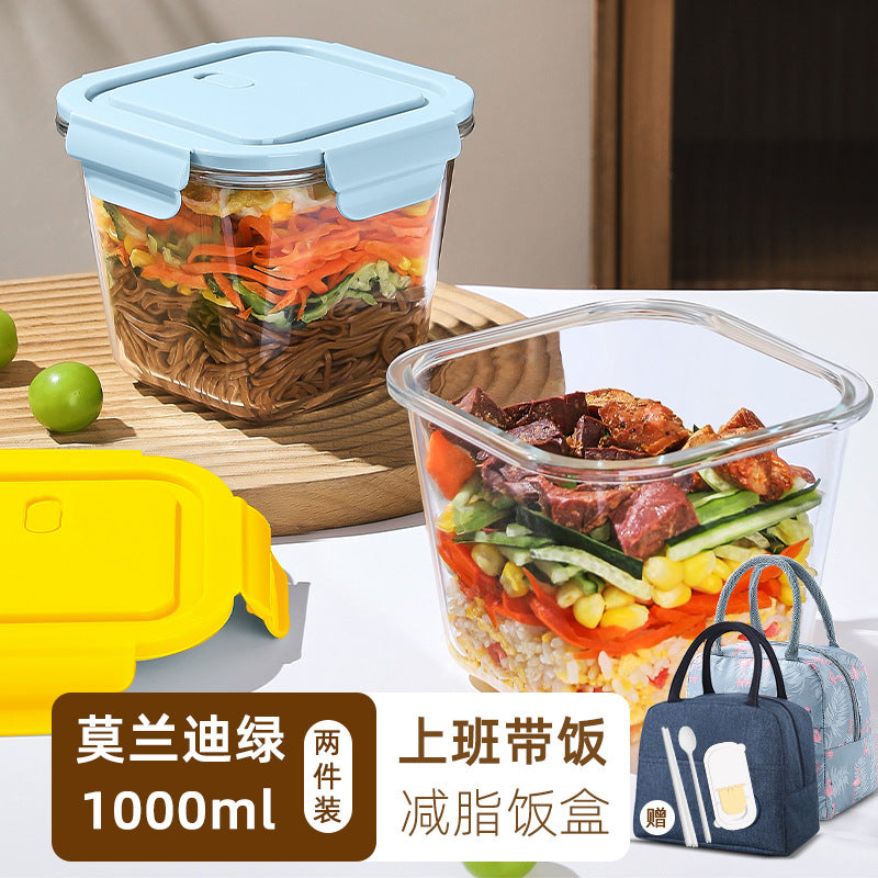 Hestia Silicone-Lock™ Square Glass Soup Bowl & Hermetic Food Container