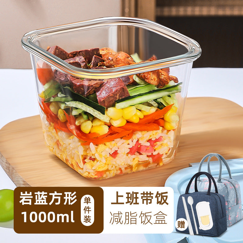 Hestia Silicone-Lock™ Square Glass Soup Bowl & Hermetic Food Container
