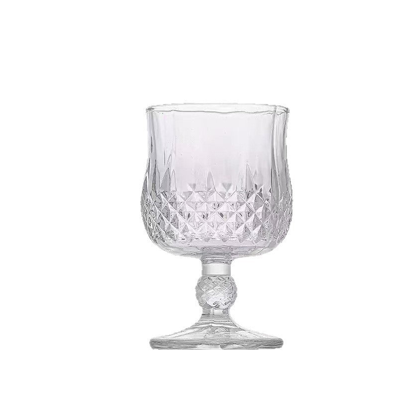 Transparent glass red wine glass ins wind simple diamond relief goblet wine glass high value champagne cup