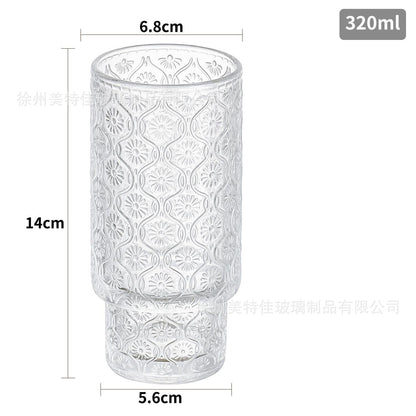 Hestia Ribbed-Relief 11oz TikTok 'Home Cafe' Retro Glass Cup - Premium Glassware by Hestia B2B