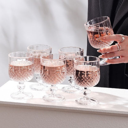 Transparent glass red wine glass ins wind simple diamond relief goblet wine glass high value champagne cup