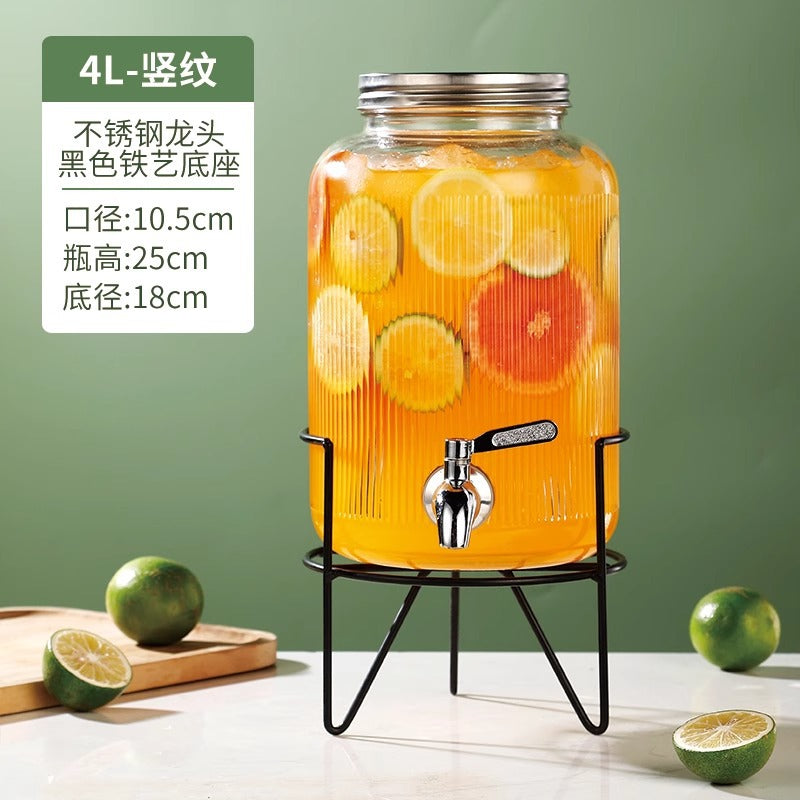 Hestia Crystalline-Grade™ Ribbed Beverage Dispenser | French Relief Series