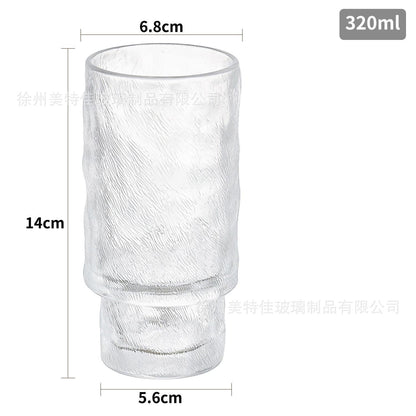 Hestia Ribbed-Relief 11oz TikTok 'Home Cafe' Retro Glass Cup - Premium Glassware by Hestia B2B