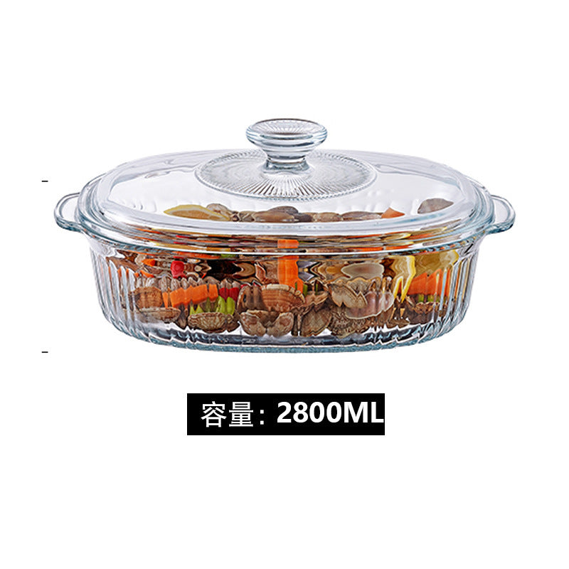 Hestia Crystalline-Grade™ Binaural Striped Glass Casserole & Crystal Pot