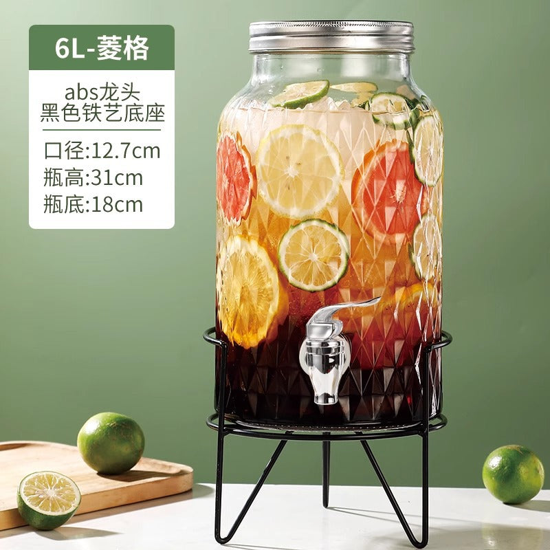 Hestia Crystalline-Grade™ Ribbed Beverage Dispenser | French Relief Series