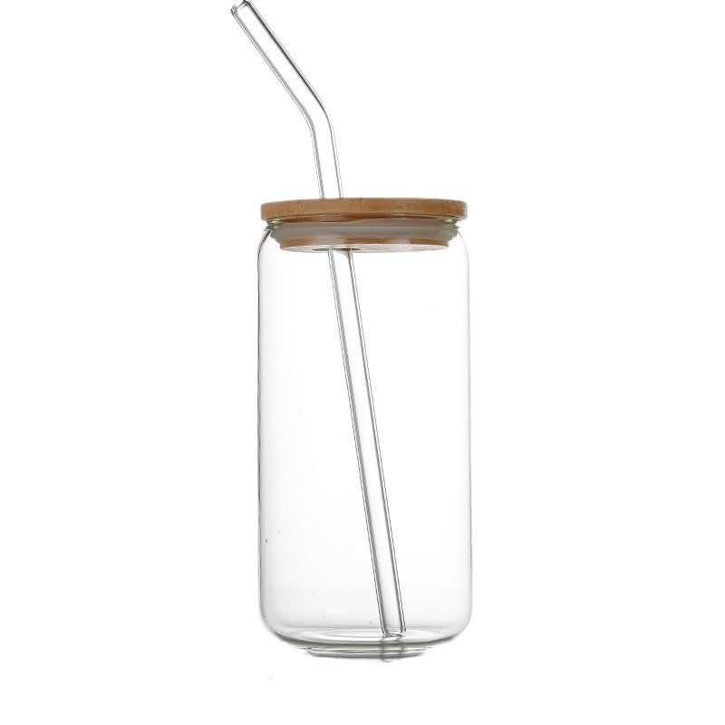 16Oz glass high borosilicate glass water cup 500ml can Coke cup Mason cup with lid straw