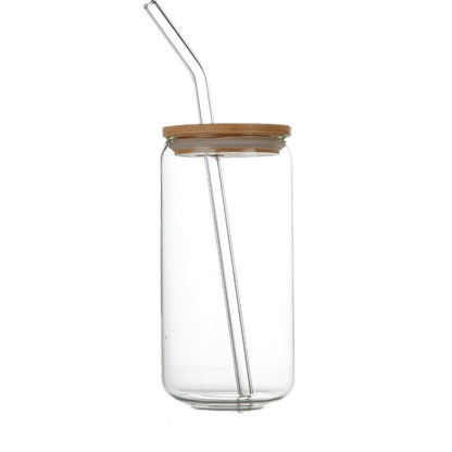 16Oz glass high borosilicate glass water cup 500ml can Coke cup Mason cup with lid straw