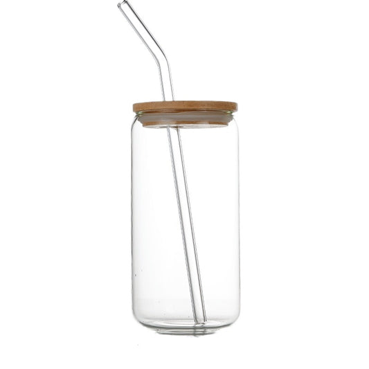 16Oz glass high borosilicate glass water cup 500ml can Coke cup Mason cup with lid straw