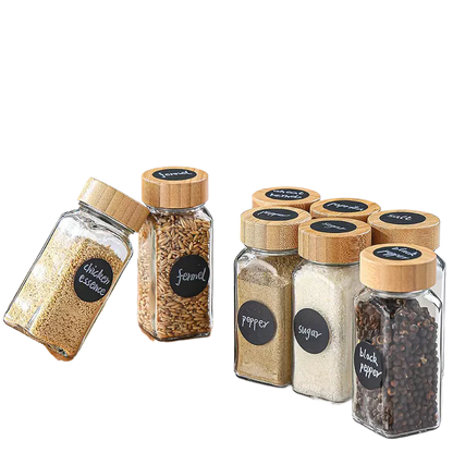 Hestia Eco-Shield™ Bamboo Cover Glass Spice Bottle & Condiment Jar