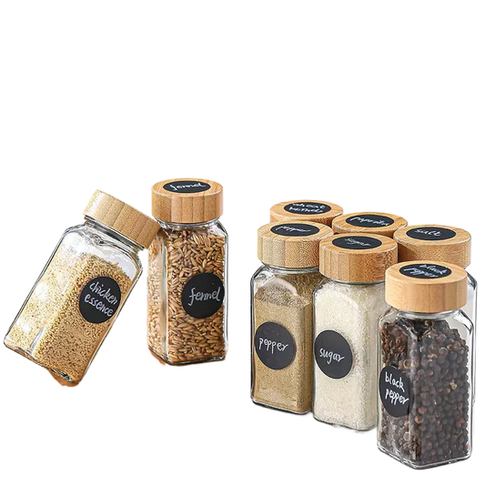 Hestia Eco-Shield™ Bamboo Cover Glass Spice Bottle & Condiment Jar