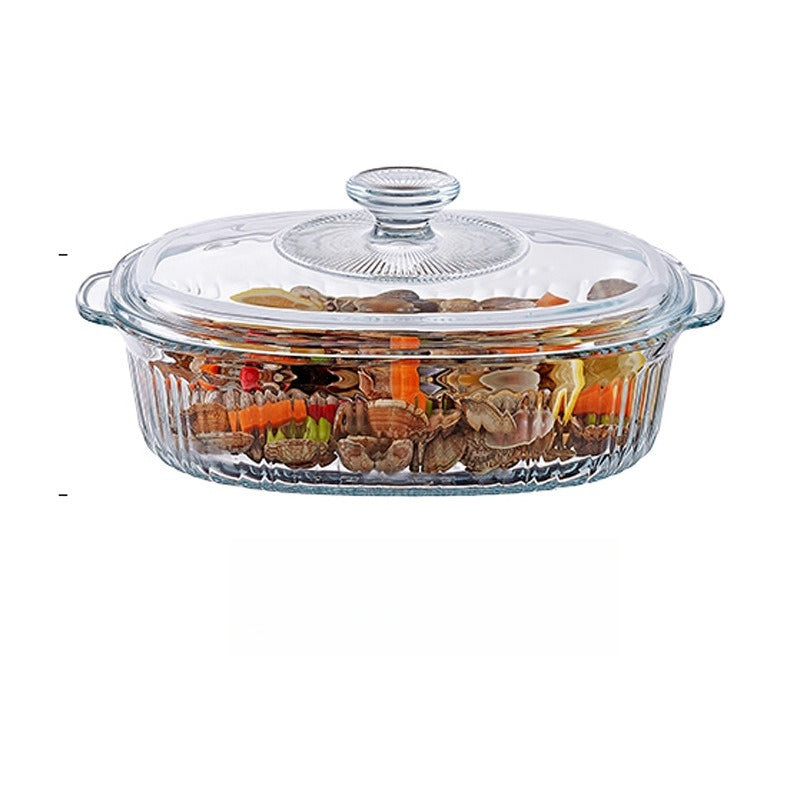 Hestia Crystalline-Grade™ Binaural Striped Glass Casserole & Crystal Pot
