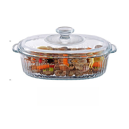 Hestia Crystalline-Grade™ Binaural Striped Glass Casserole & Crystal Pot