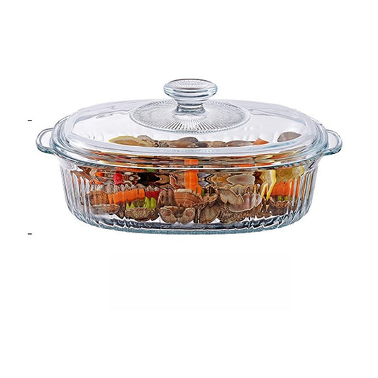 Hestia Crystalline-Grade™ Binaural Striped Glass Casserole & Crystal Pot