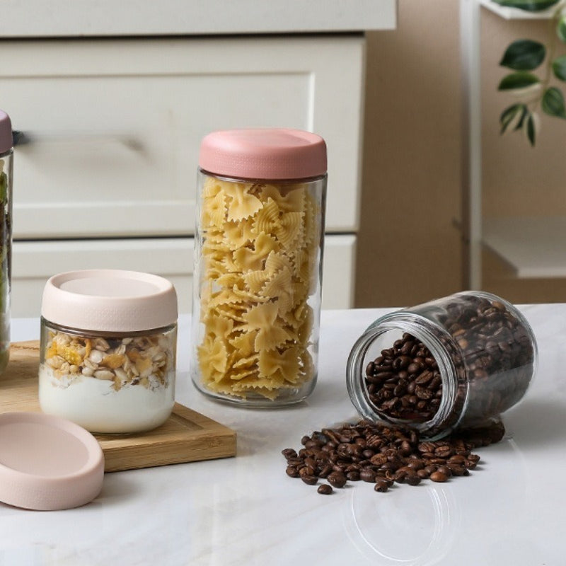 Glass Sealed Jar Wide Mason Salad Jar Custom Set with Lid Snack Yogurt Nut Storage Container